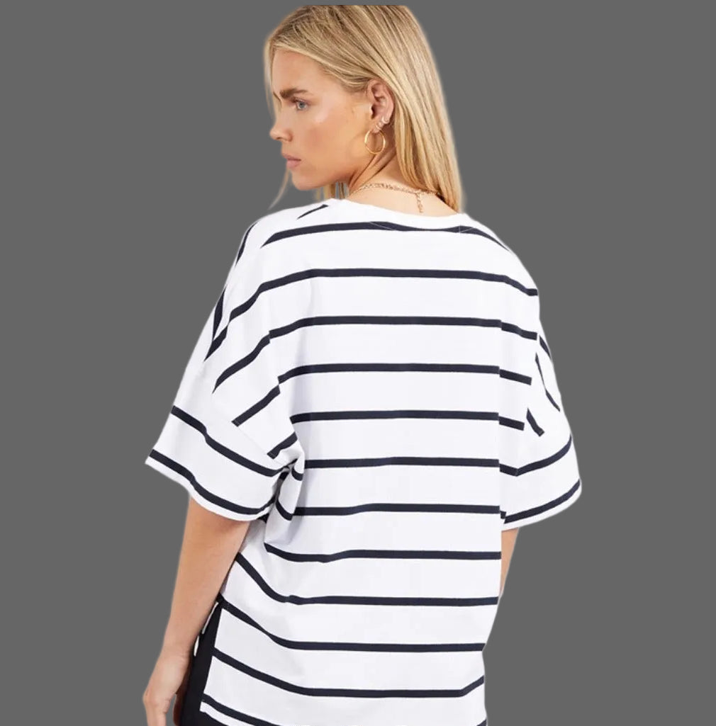 French Connection Stripe T-Shirt ( White/Midnight )