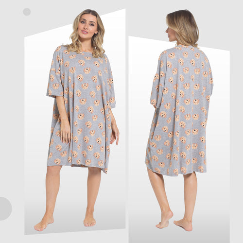 Daisy Dreamer Cockapoo Baggy Nightdress 100% Cotton Short Sleeve Oversized Nightshirt